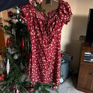 SHEIN Red Floral Mini Dress